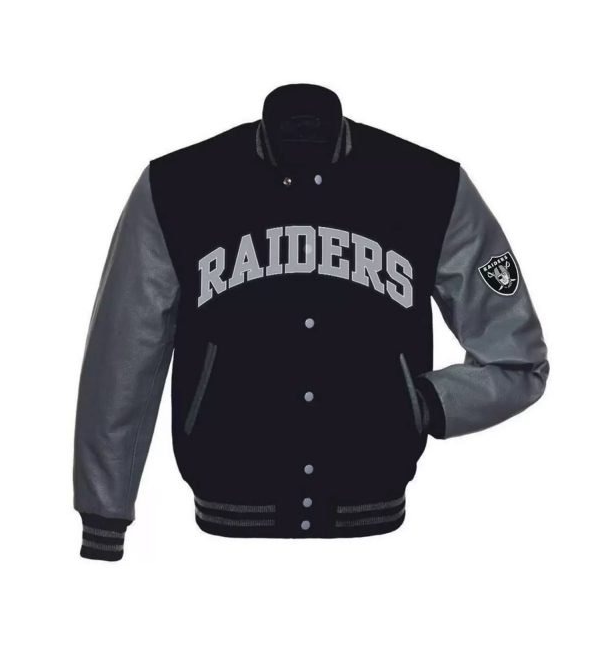 Las-Vegas-Raiders-Black-and-Grey-Varsity-Letterman-Jacket-LeatherMoto