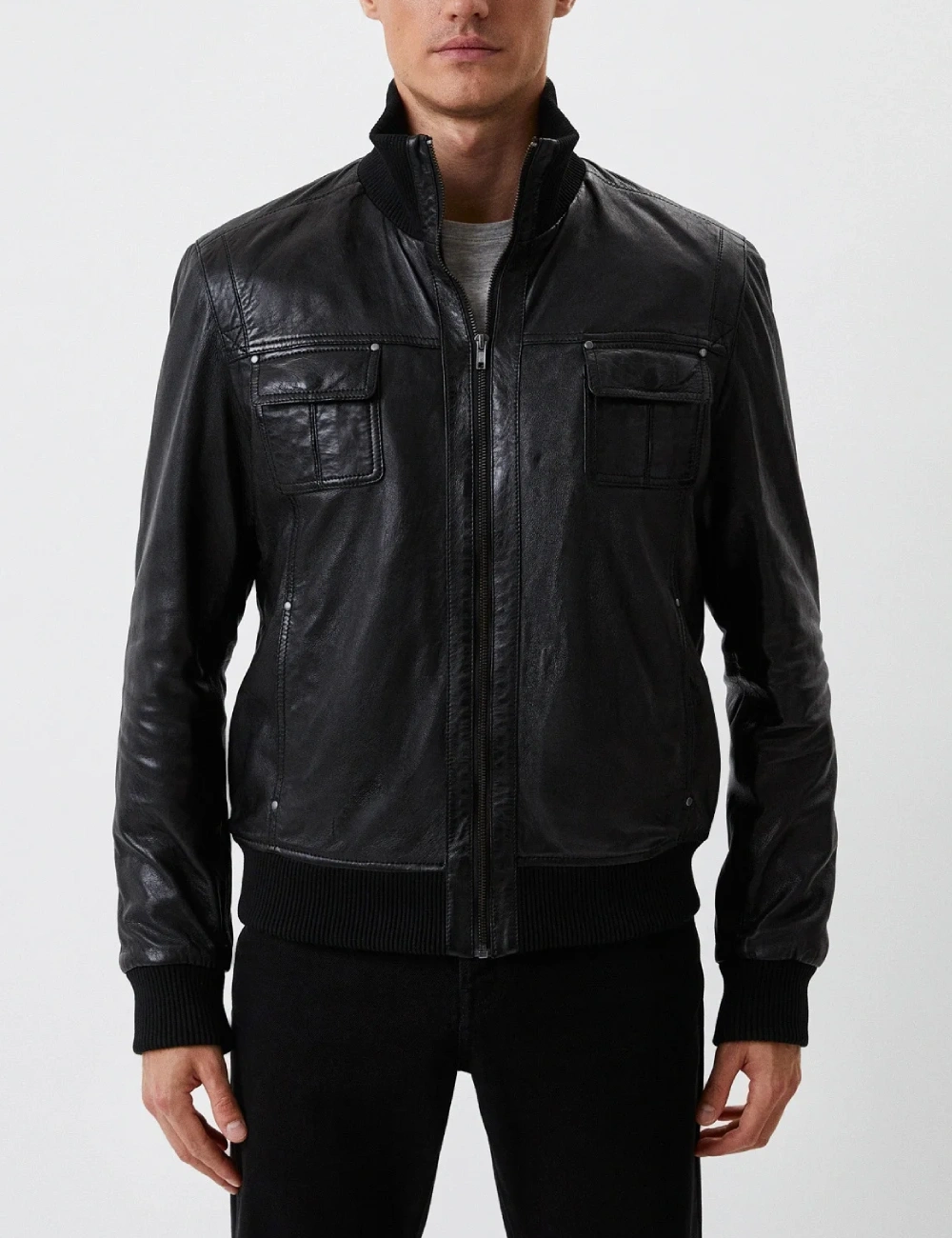 Legacy Black Aviator Bomber Leather Jacket (3)
