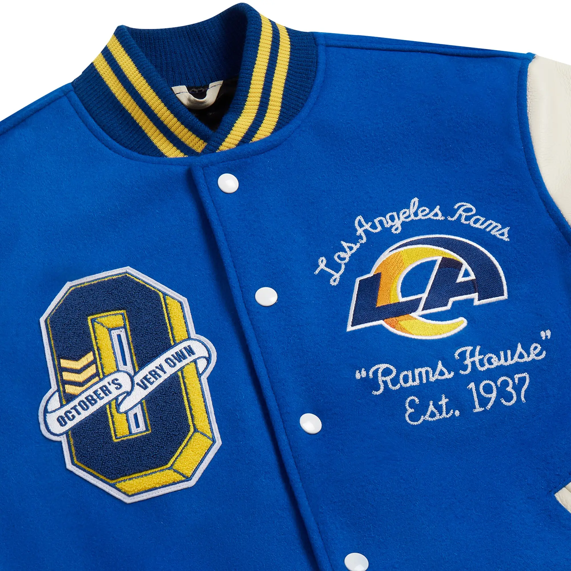 Los-Angeles-Rams-OVO-Royal-Full-Snap-Varsity-Jacket- lm1