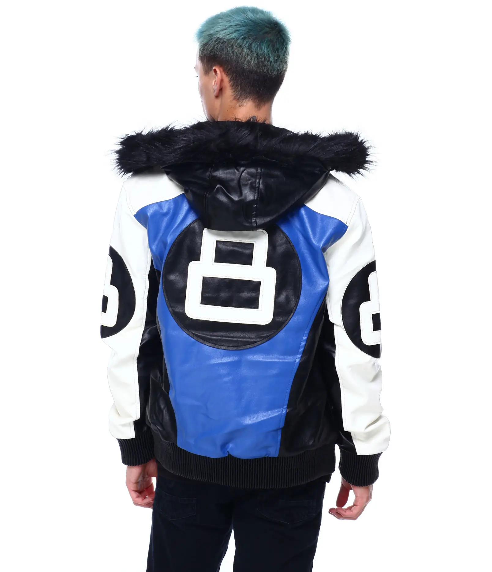 Mens-8-Ball-Blue-Hooded-Leather-Bomber-Jacket tea, (2)