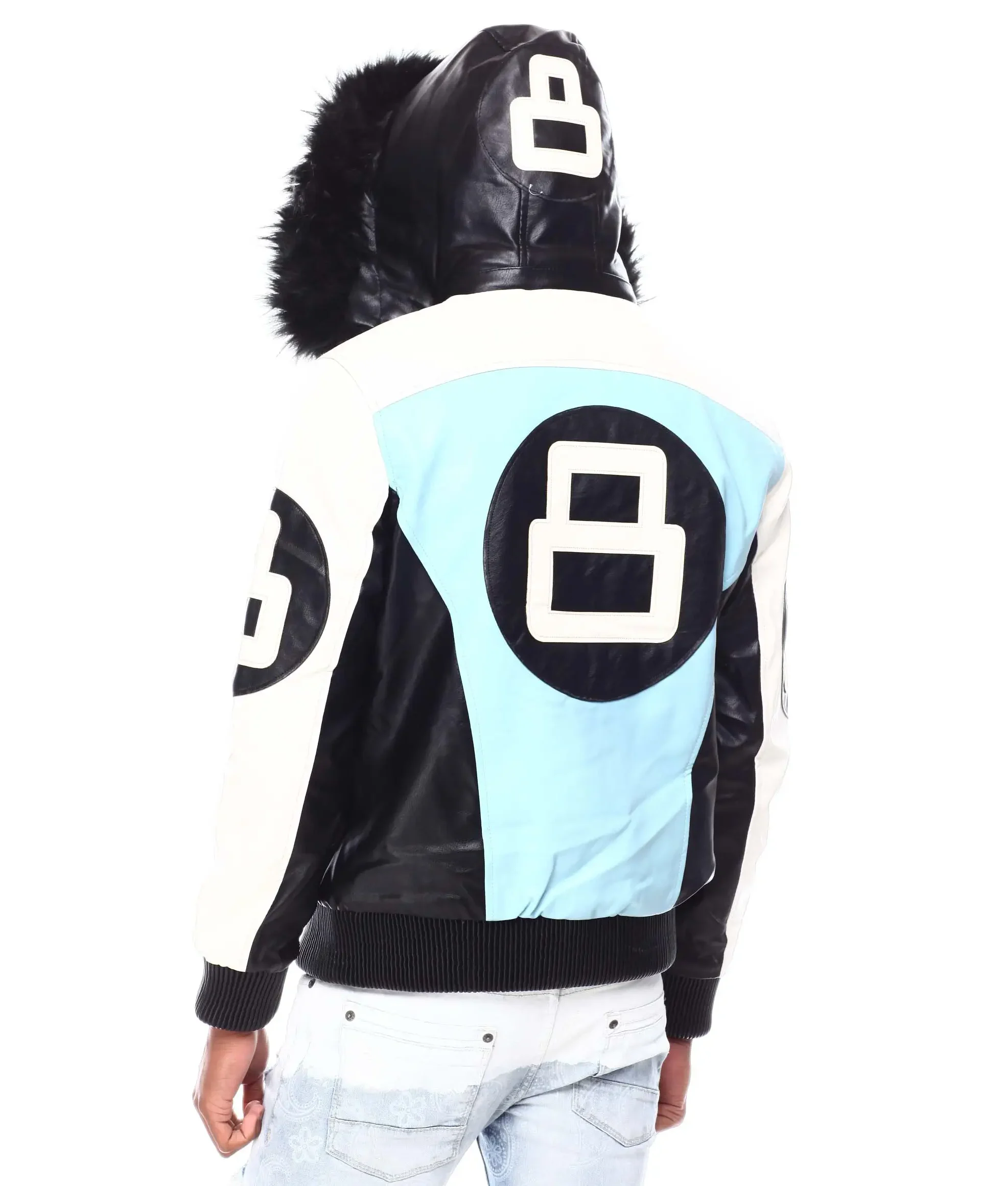 Mens-8-Ball-Light-Blue-Hooded-Bomber-Leather-team Jacket (2)