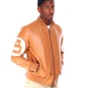 Mens-8-Ball-Light-Brown-Bomber-Leather-Jacket team