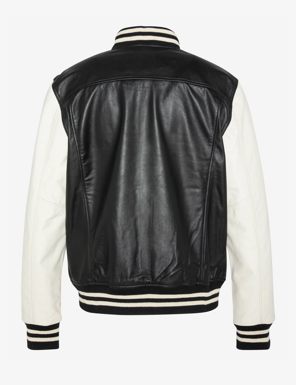 Men’s Black & White High School Full Leather Varsity Jacket (2)