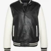 Men’s Black & White High School Full Leather Varsity Jacket (3)