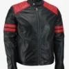 Men's Black and Red Sportster Leather Jacket (3)