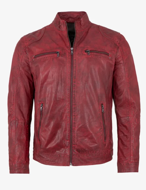 Men's Bold Ionic Red Racer Real Leather Jacket (1)