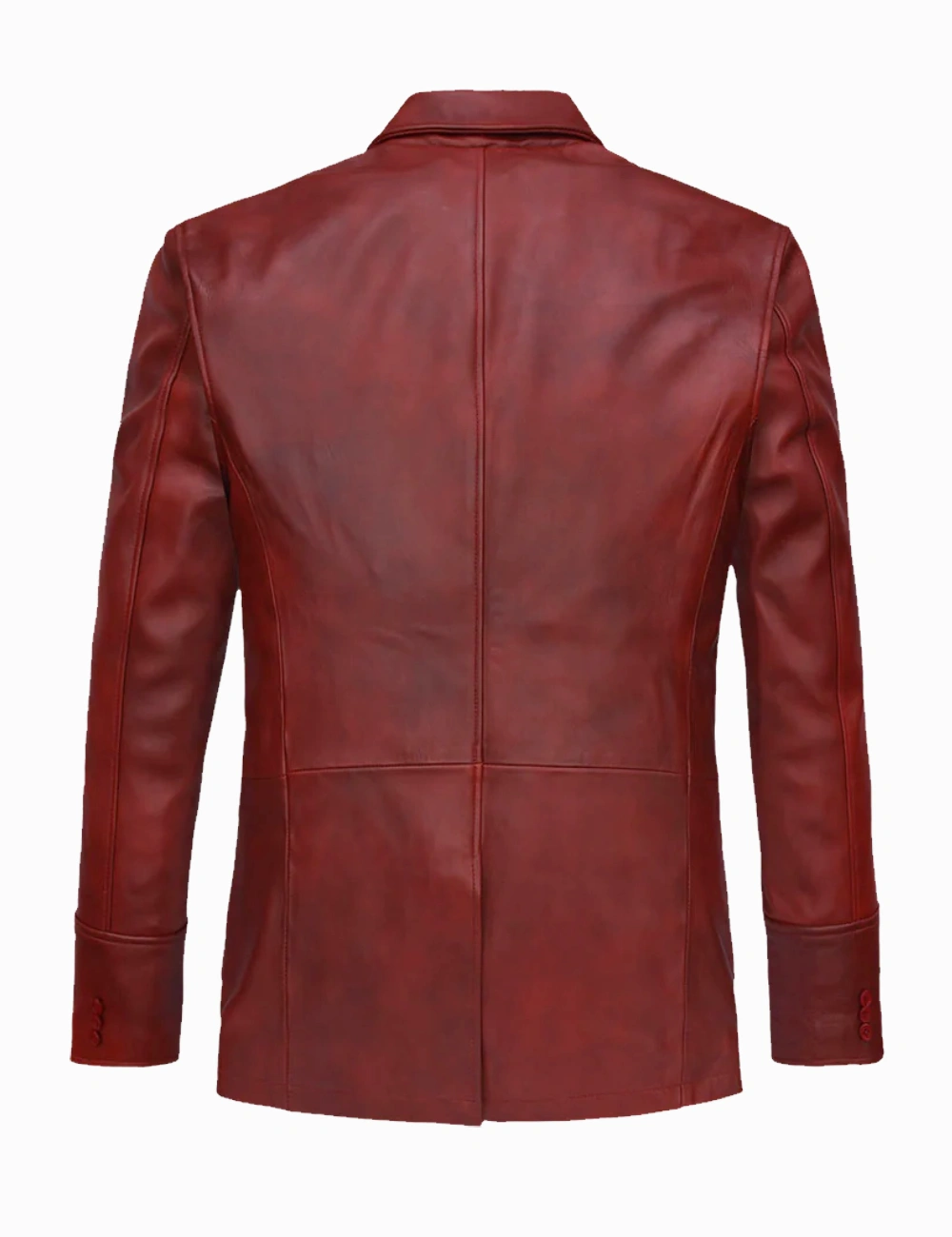 Men's Bold Vintage Red Classic Real Leather Blazer (4)