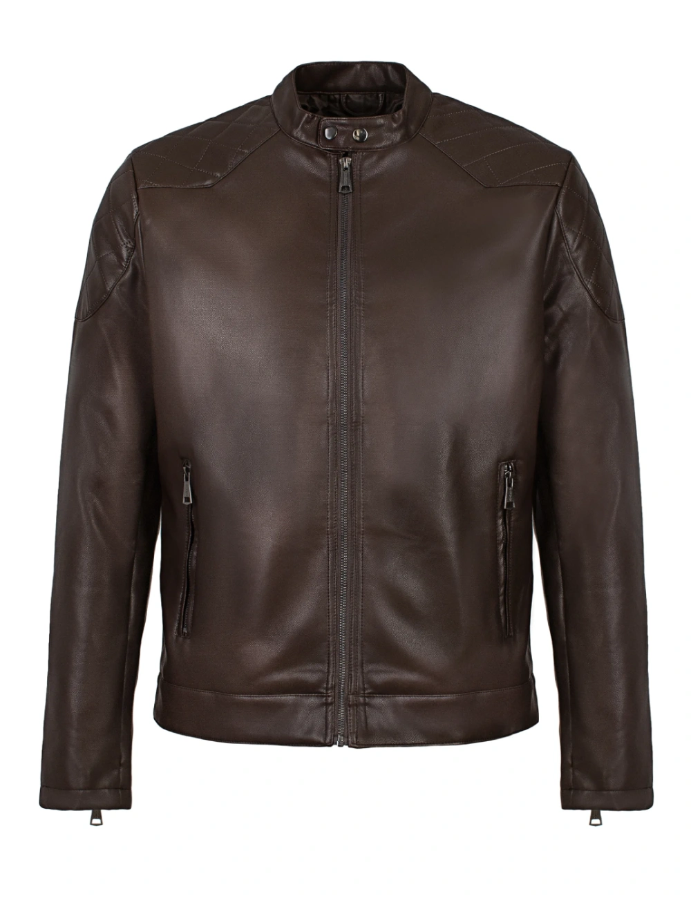 Men's Cafe Racer Heritage Leather Jacket with Quilted Shoulders (1)