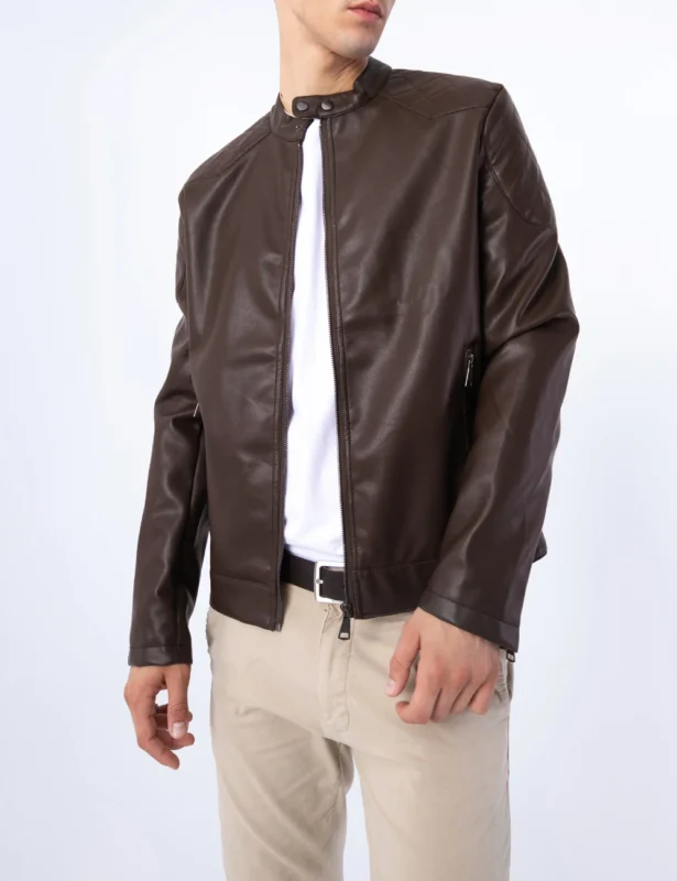 Men's Cafe Racer Heritage Leather Jacket with Quilted Shoulders (2)
