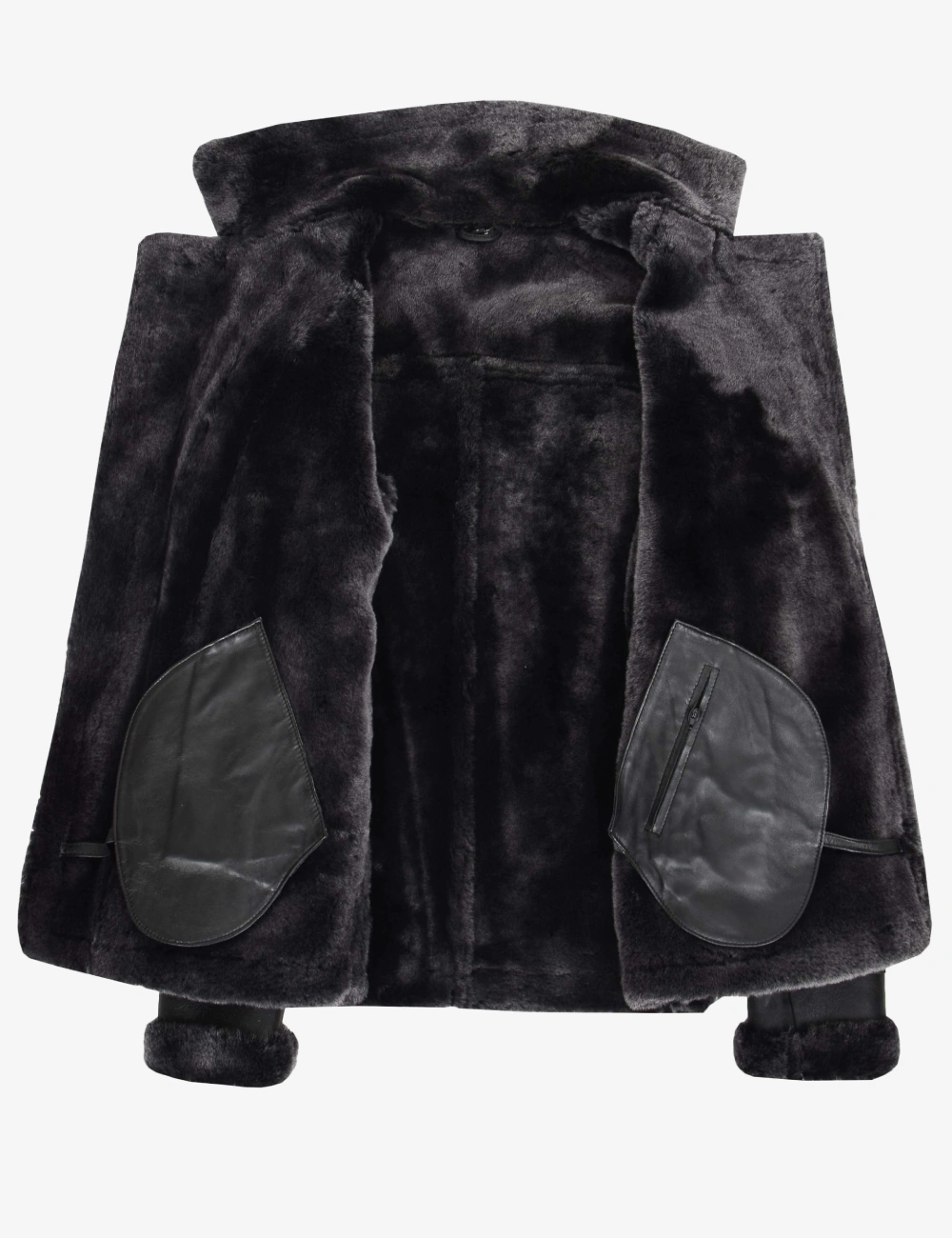 Men's Classic Black Shearling B3 Aviator Leather Jacket - Premium Sheepskin Winter Bomber (3)