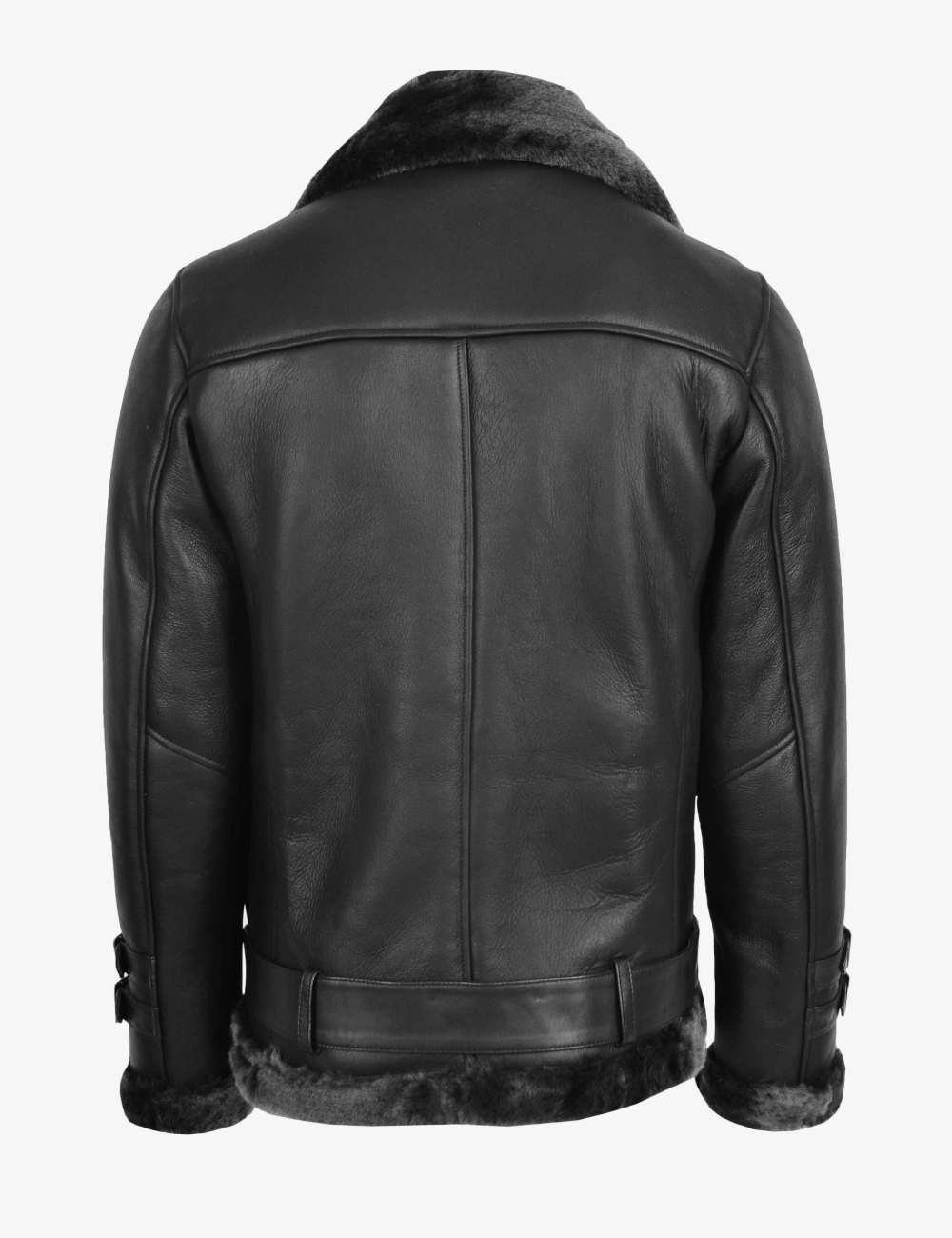 Men's Classic Black Shearling B3 Aviator Leather Jacket - Premium Sheepskin Winter Bomber (5)