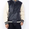 Men’s Classic Blue & White High School Full Leather Varsity Jacket (2)