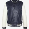 Men’s Classic Blue & White High School Full Leather Varsity Jacket (4)