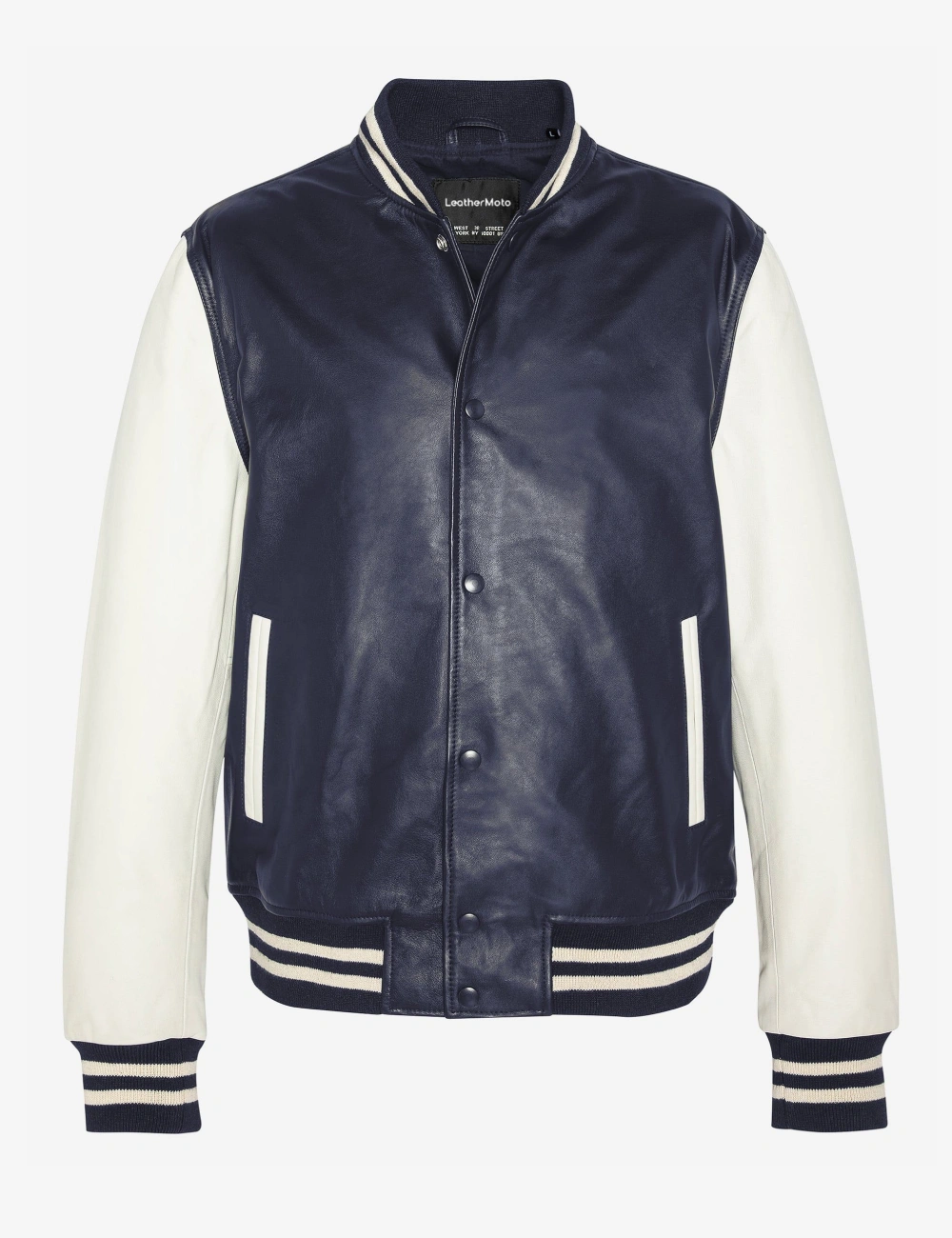 Men’s Classic Blue & White High School Full Leather Varsity Jacket (4)