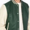 Men’s Classic Green & Off-White High School Full Leather Varsity Jacket (3)