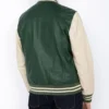 Men’s Classic Green & Off-White High School Full Leather Varsity Jacket (4)