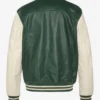 Men’s Classic Green & Off-White High School Full Leather Varsity Jacket (5)