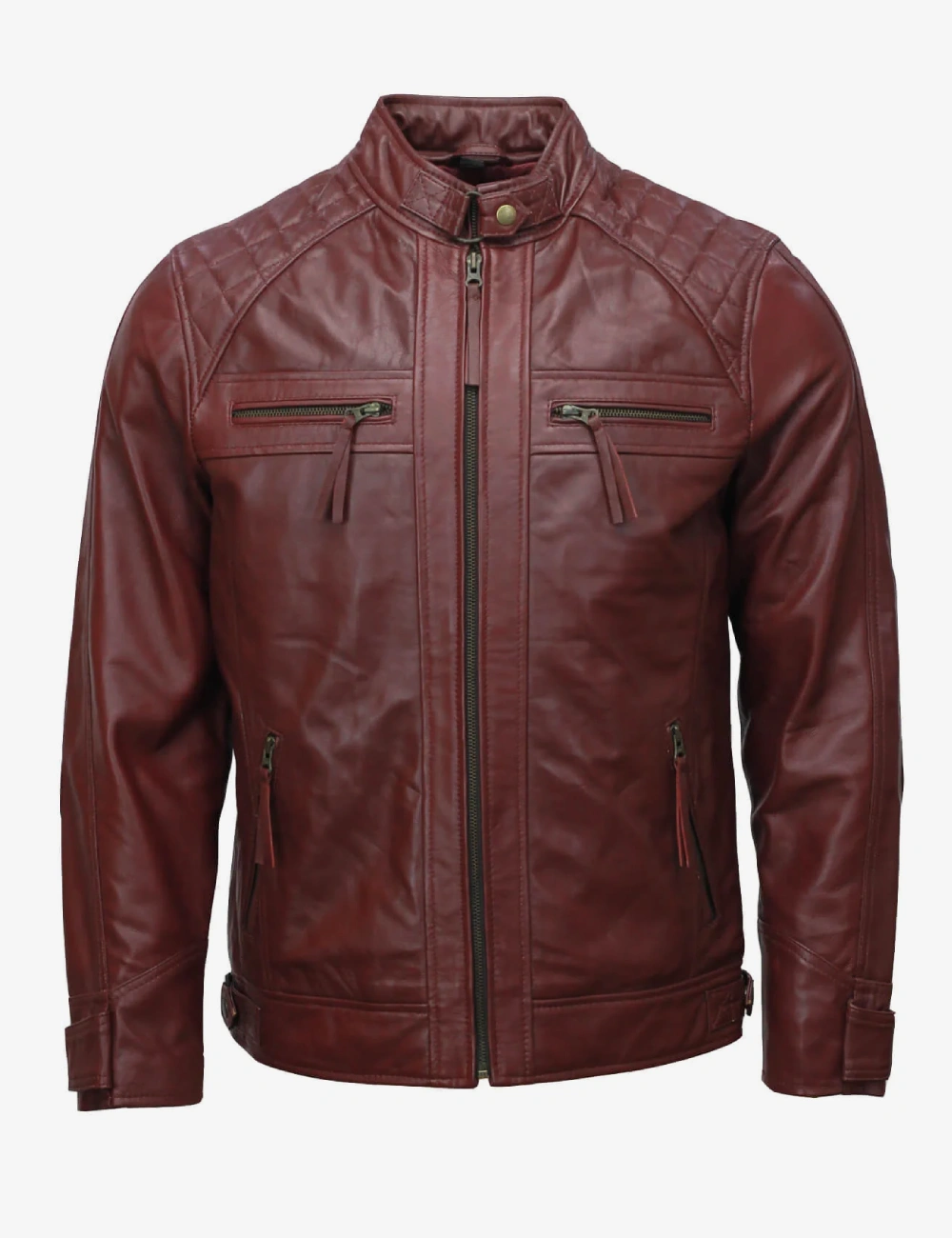 Men's Crimson Moto Racer Leather Jacket (1)