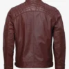 Men's Crimson Moto Racer Leather Jacket - Image 2
