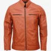 Men's Earthy Tan Cafe Racer Leather Jacket (1)