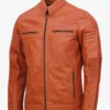 Men's Earthy Tan Cafe Racer Leather Jacket (3)