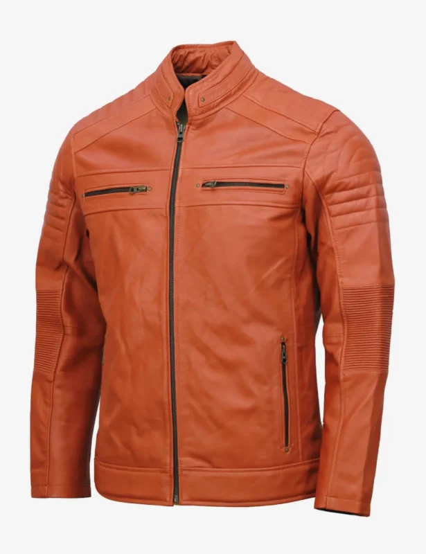 Men's Earthy Tan Cafe Racer Leather Jacket (3)