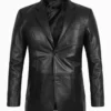 Men's Elegant Daron Black Real Leather Blazer (1)