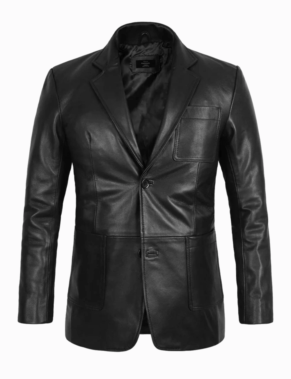 Men's Elegant Daron Black Real Leather Blazer (1)