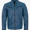 Men's Horizon Blue Leather Moto Jacket (1)