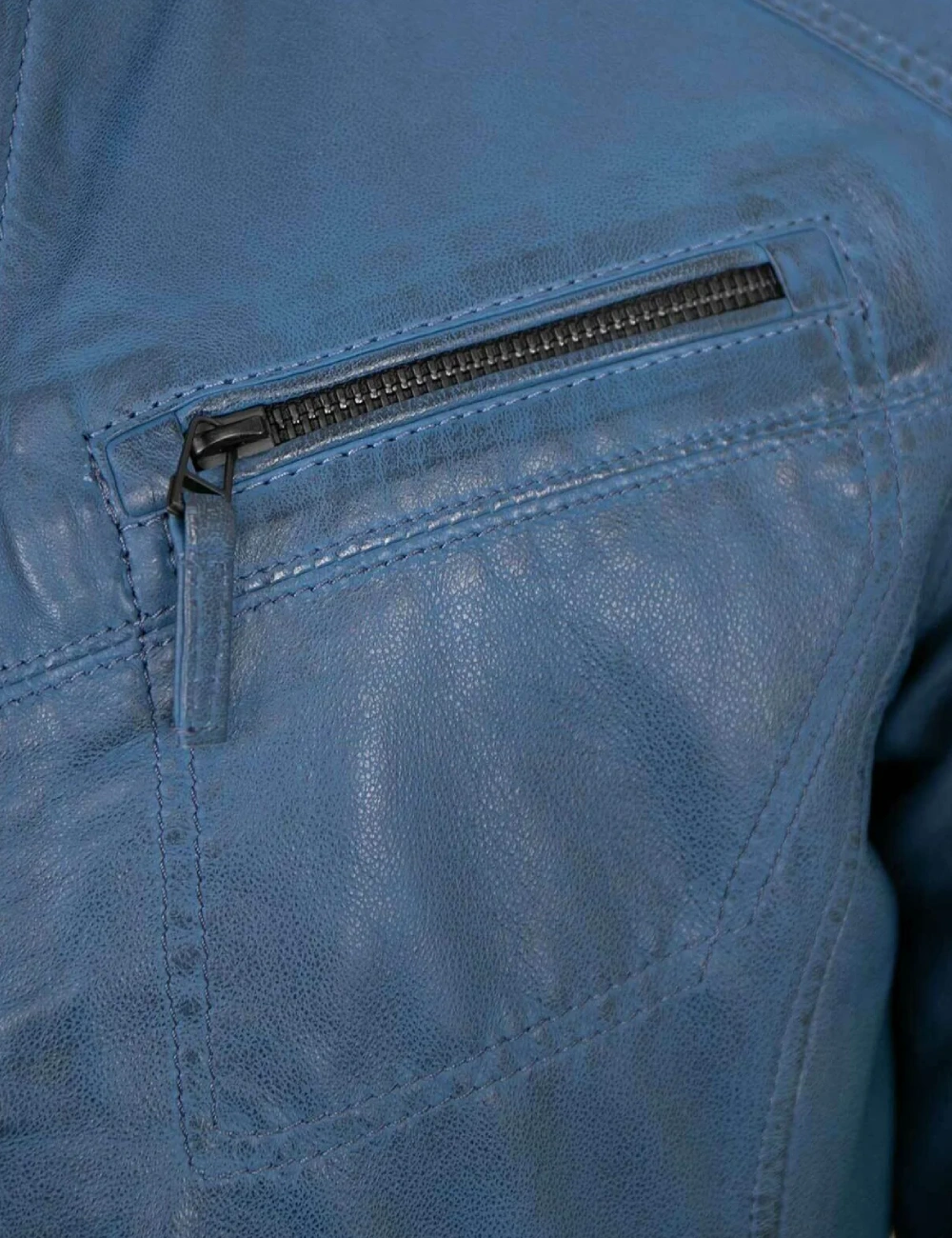 Men's Horizon Blue Leather Moto Jacket (2)