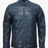 Men's Midnight Blue Cafe Racer Leather Jacket
