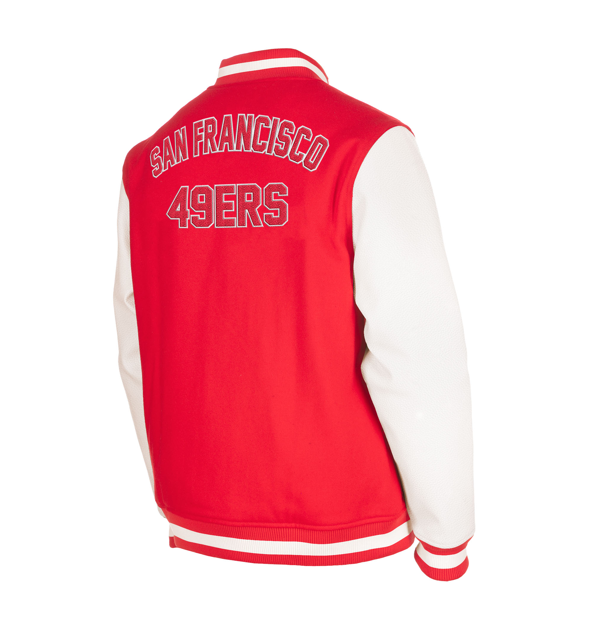Mens-New-Era-Scarlet-San-Francisco-49ers-Third-Down-Full-Snap-Red-White-Varsity-Jacket-LeatherMoto