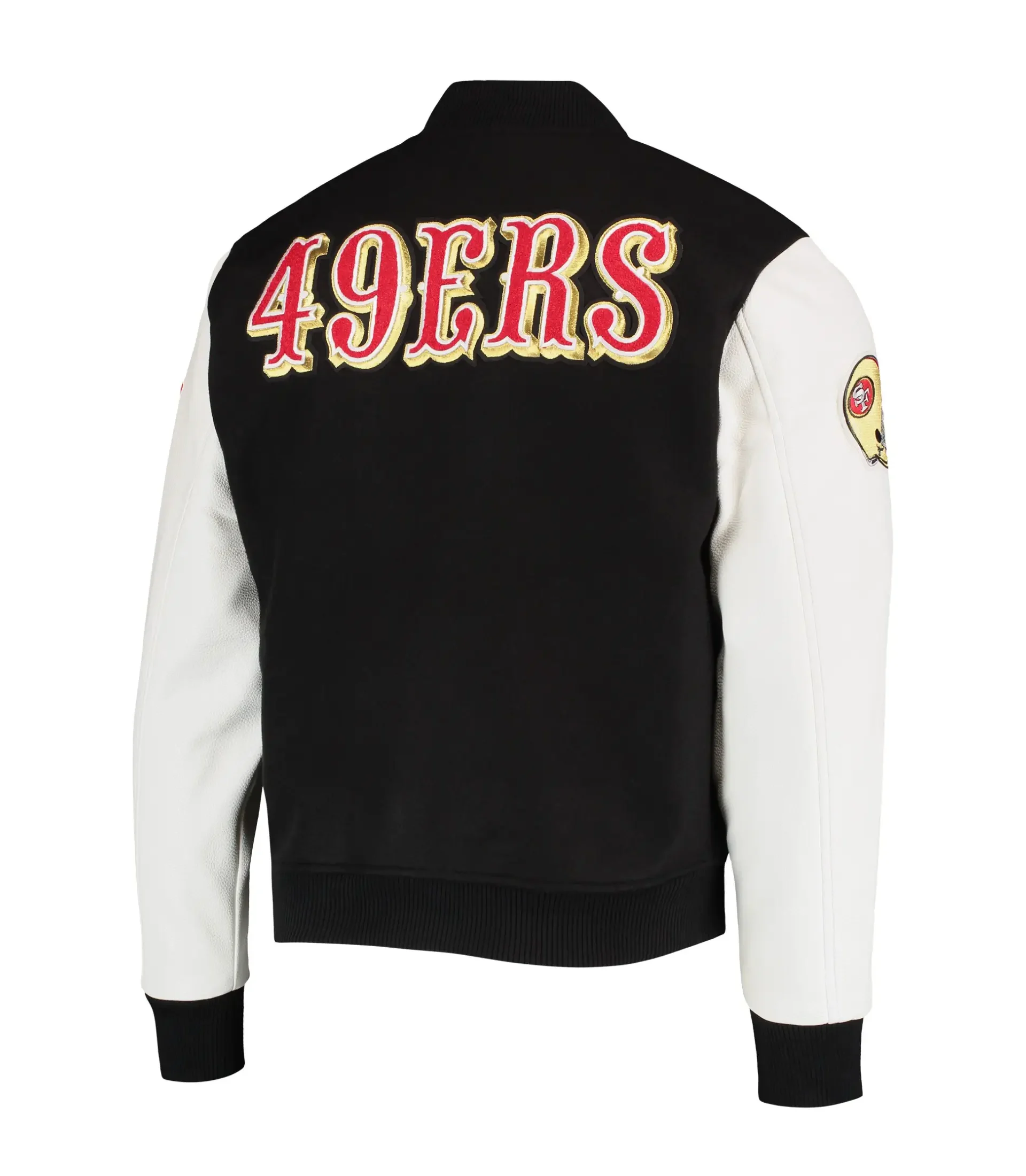 Mens-Pro-Standard-BlackWhite-San-Francisco-49ers-Logo-Full-Zip-Varsity-Jacket-LeatherMoto