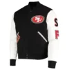 Mens-Pro-Standard-BlackWhite-San-Francisco-49ers-Logo-Full-Zip-Varsity-Jacket-LeatherMoto