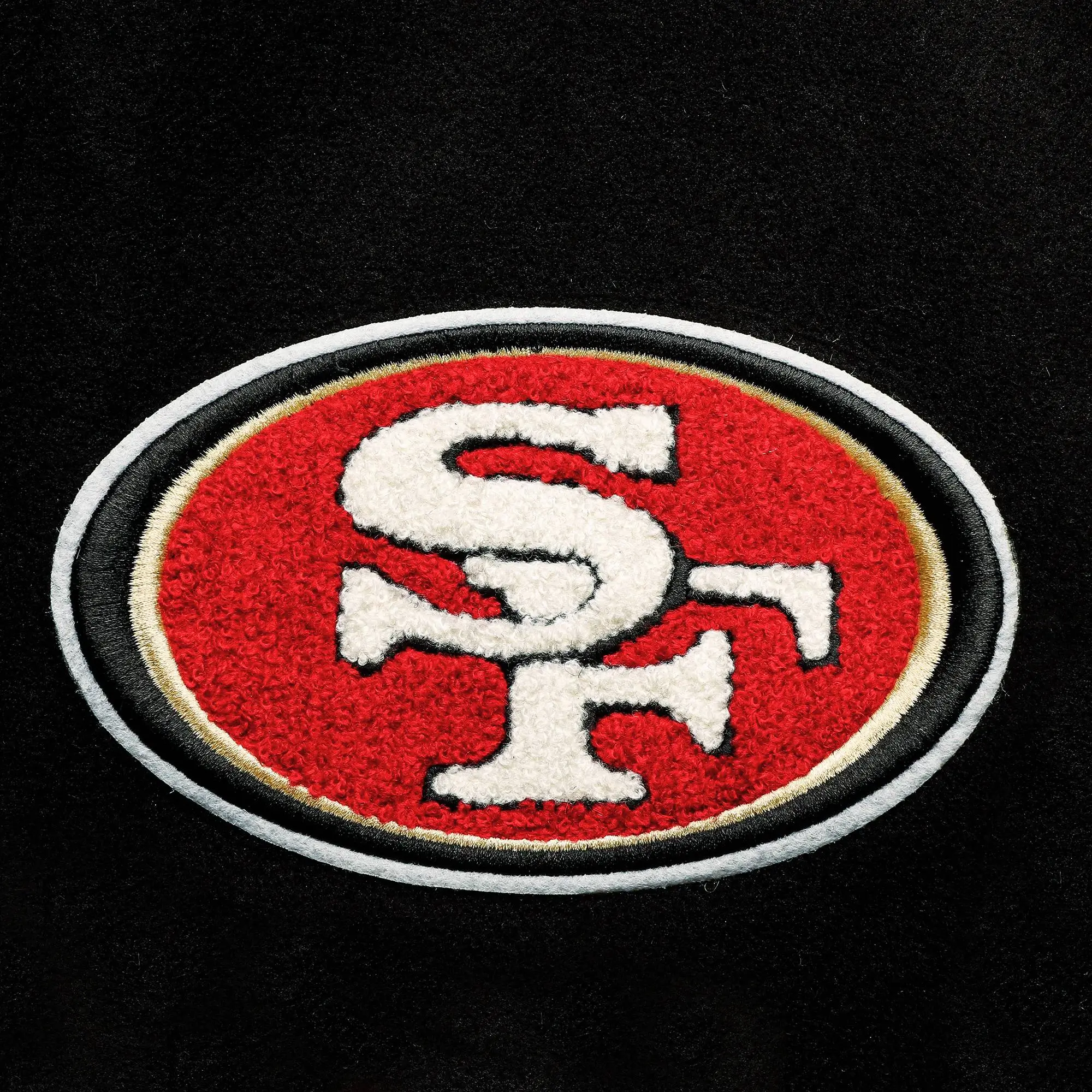 Mens-Pro-Standard-BlackWhite-San-Francisco-49ers-Logo-Full-Zip-Varsity-Jacket-LeatherMoto