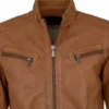 Men's Real Leather Amber Tan Multi-Pocket Biker Jacket (4)