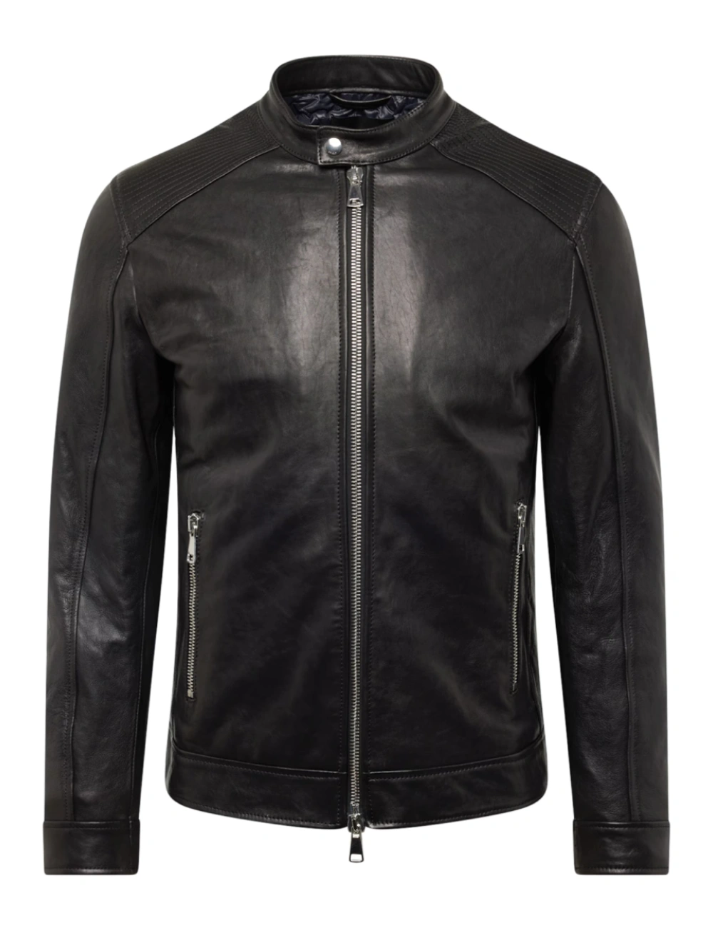 Men's Real Leather Classic Black Biker Jacket (1)