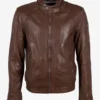 Men's Real Leather Vintage Brown Biker Jacket (1)