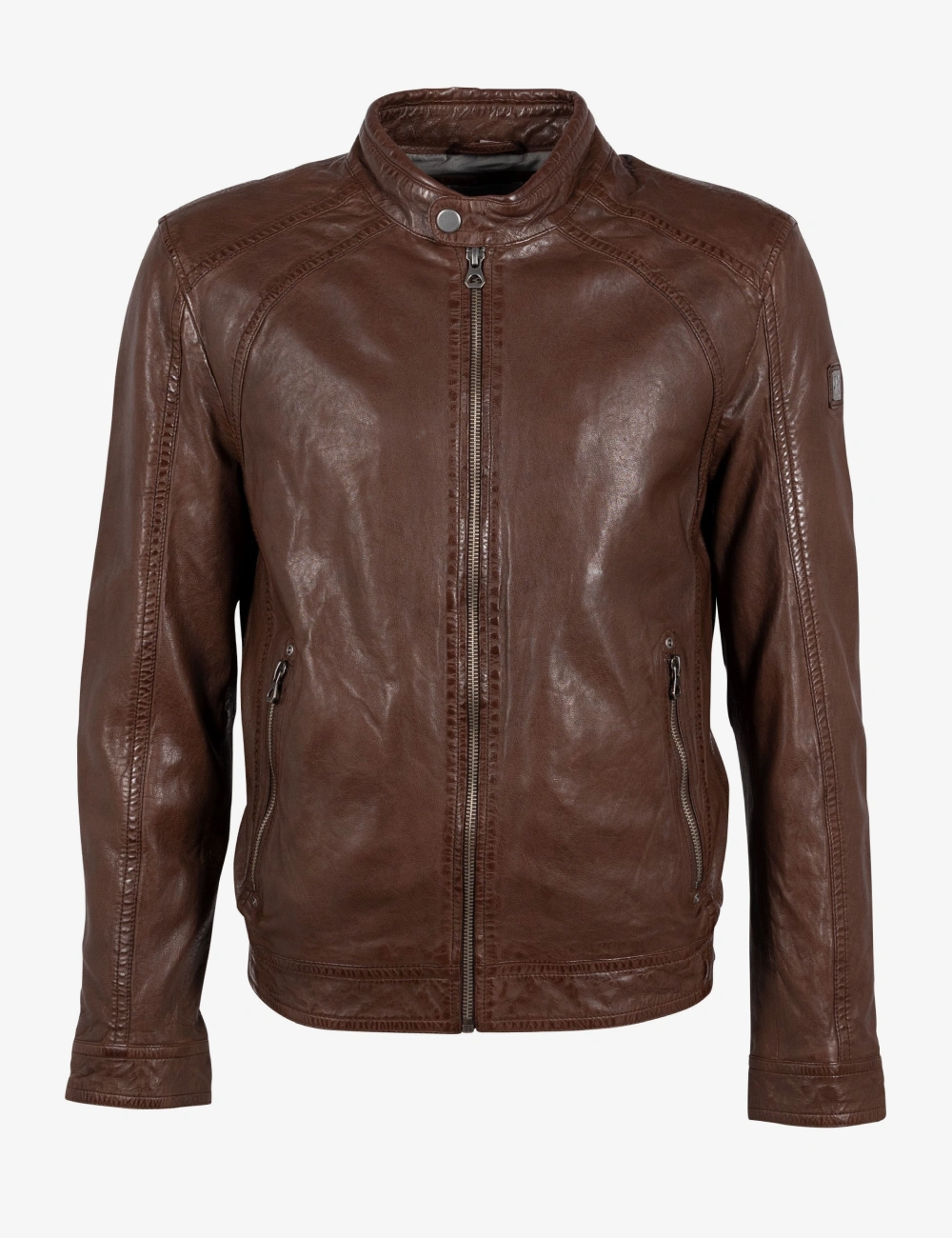 Men's Real Leather Vintage Brown Biker Jacket (1)