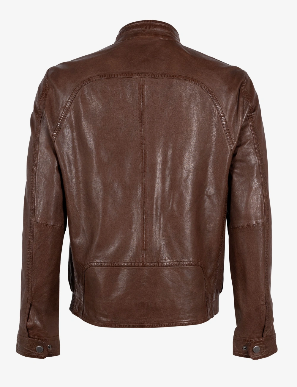 Men's Real Leather Vintage Brown Biker Jacket (2)