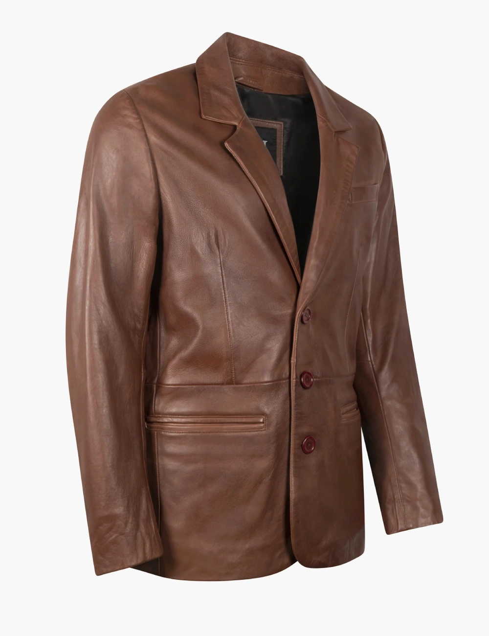 Men's Rich Brown Minimalist Leather Blazer (1)