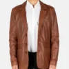 Men's Rich Brown Minimalist Leather Blazer (3)
