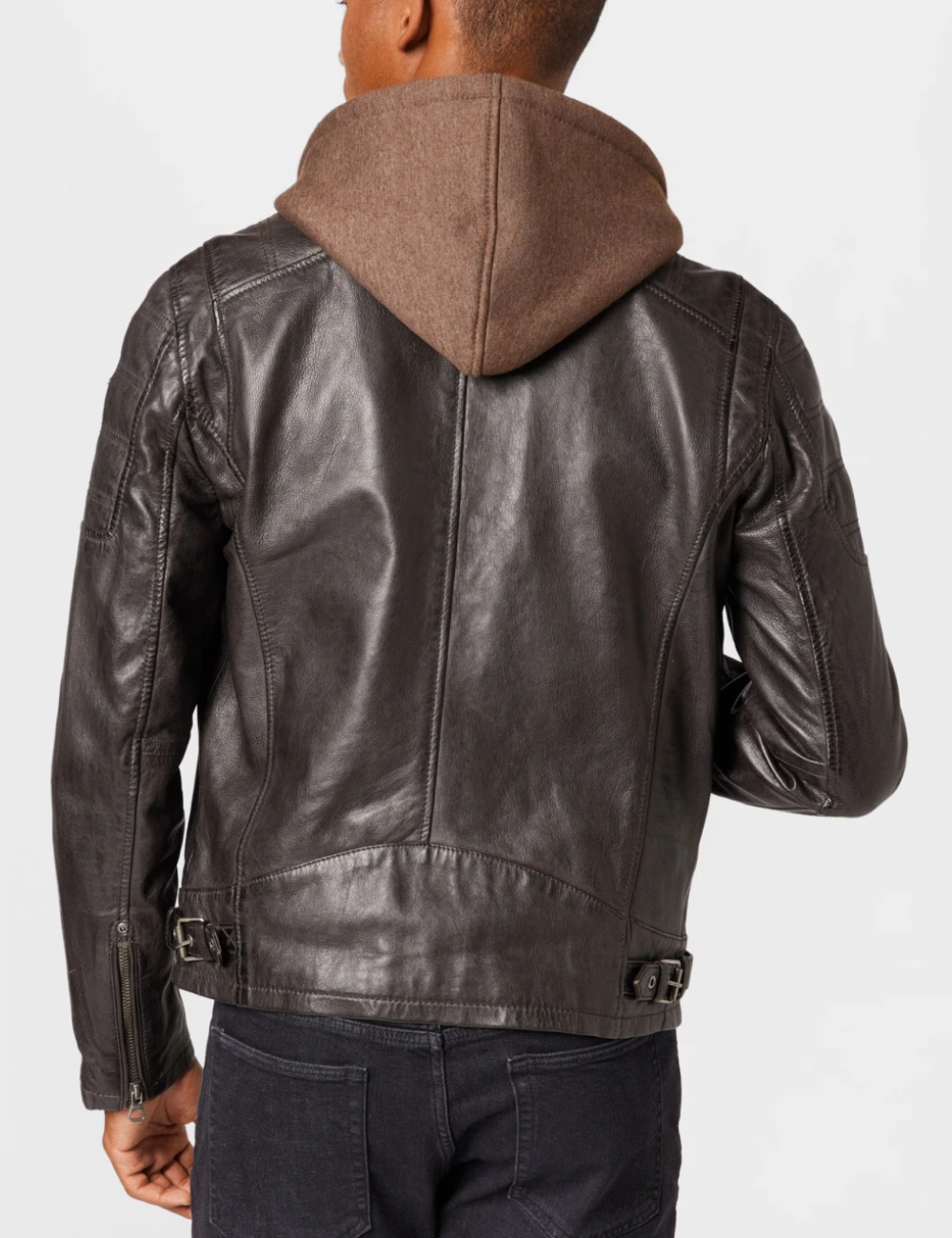 Men’s Rugged Elegance Brown Leather Jacket with Removable Hooded (2)