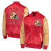 Mens-San-Francisco-49ers-Starter-Locker-Room-Throwback-Full-Snap-RedGold-Satin-Varsity-Jacket-LeatherMoto