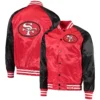 Mens-San-Francisco-49ers-Starter-RedBlack-Lead-Off-Raglan-Satin-Varsity-Jacket-LeatherMoto