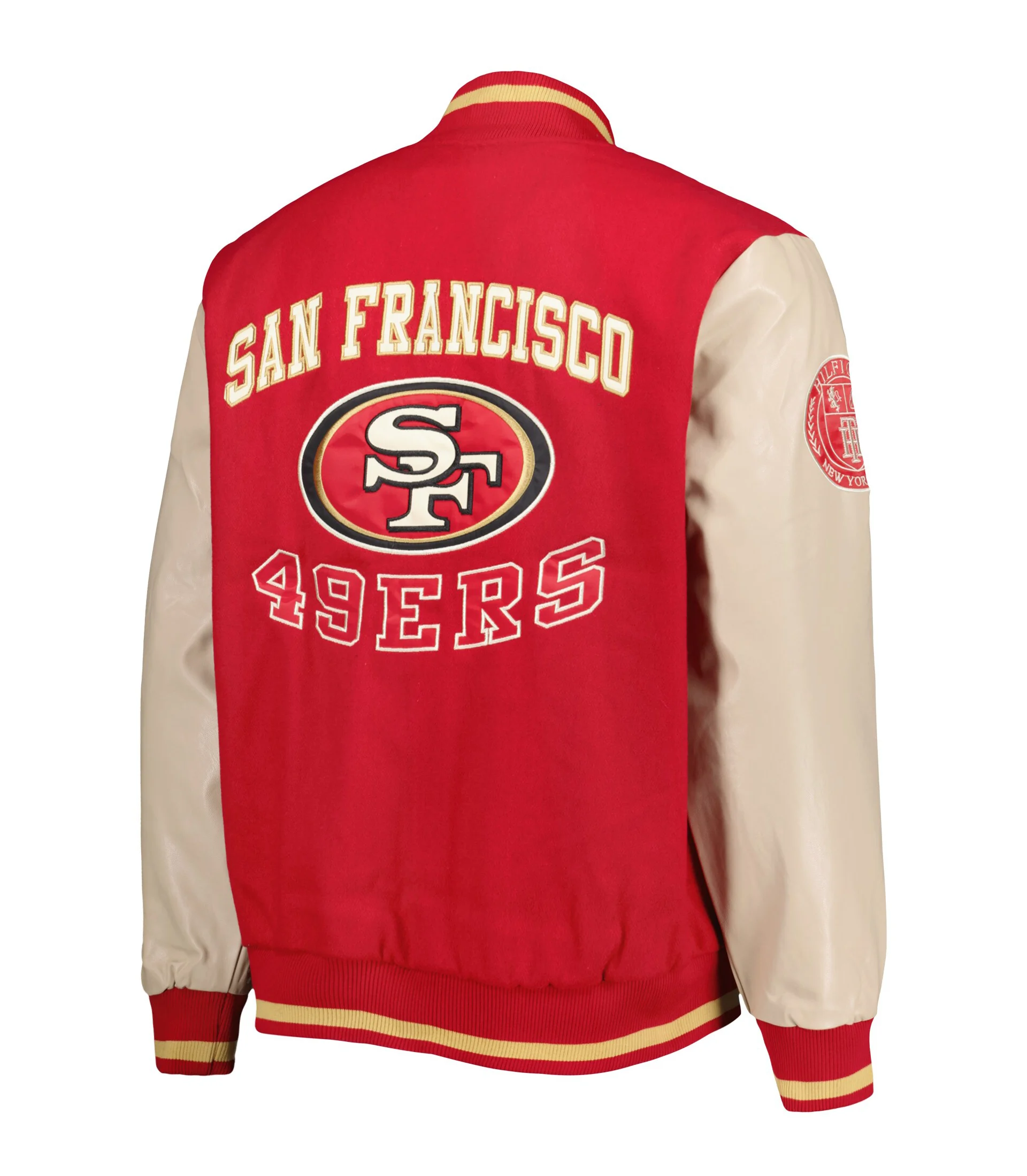 Mens-Tommy-Hilfiger-Scarlet-San-Francisco-49ers-Full-Zip-Varsity-Jacket-LeatherMotoMens-Tommy-Hilfiger-Scarlet-San-Francisco-49ers-Full-Zip-Varsity-Jacket-LeatherMoto