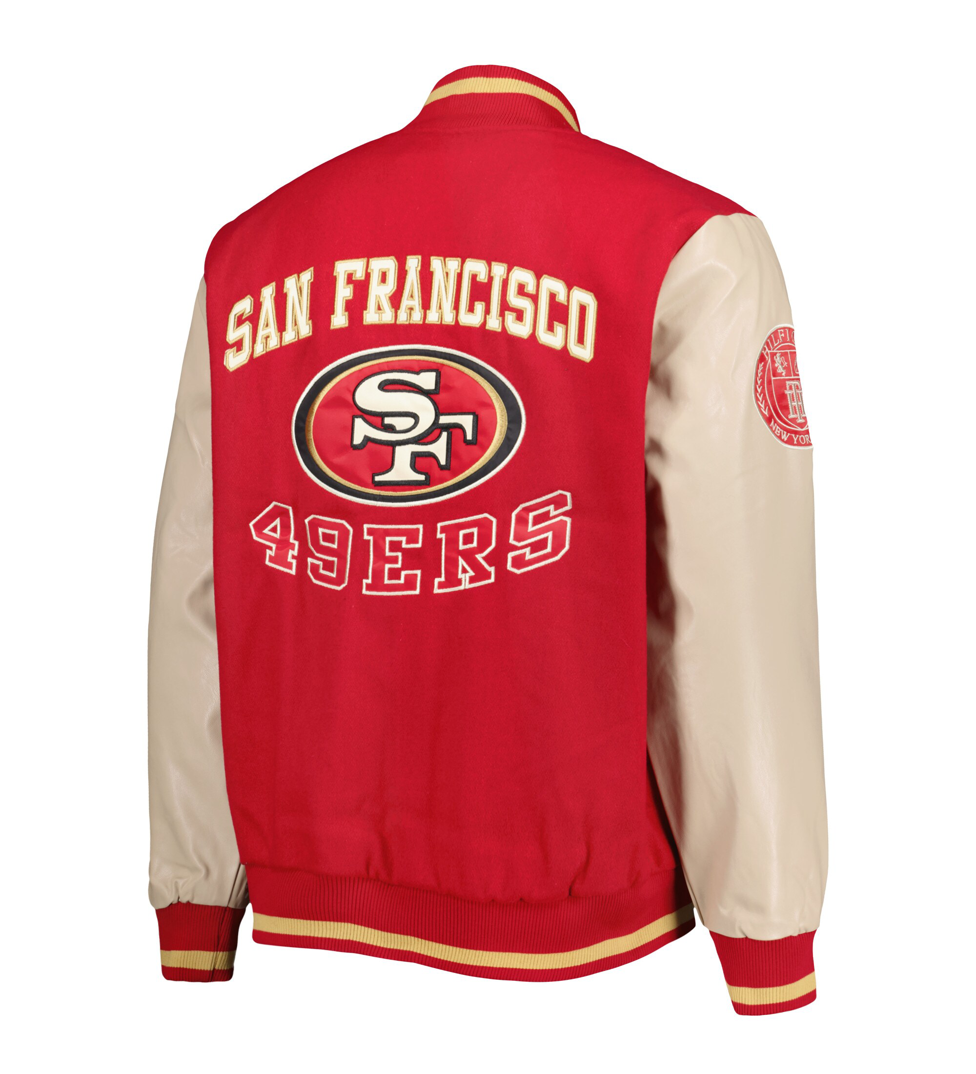Mens-Tommy-Hilfiger-Scarlet-San-Francisco-49ers-Full-Zip-Varsity-Jacket-LeatherMotoMens-Tommy-Hilfiger-Scarlet-San-Francisco-49ers-Full-Zip-Varsity-Jacket-LeatherMoto