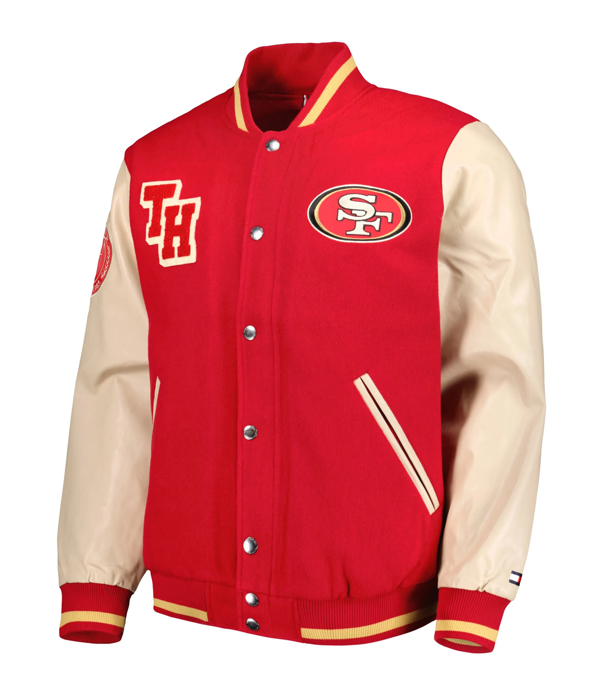 Mens-Tommy-Hilfiger-Scarlet-San-Francisco-49ers-Full-Zip-Varsity-Jacket-LeatherMoto