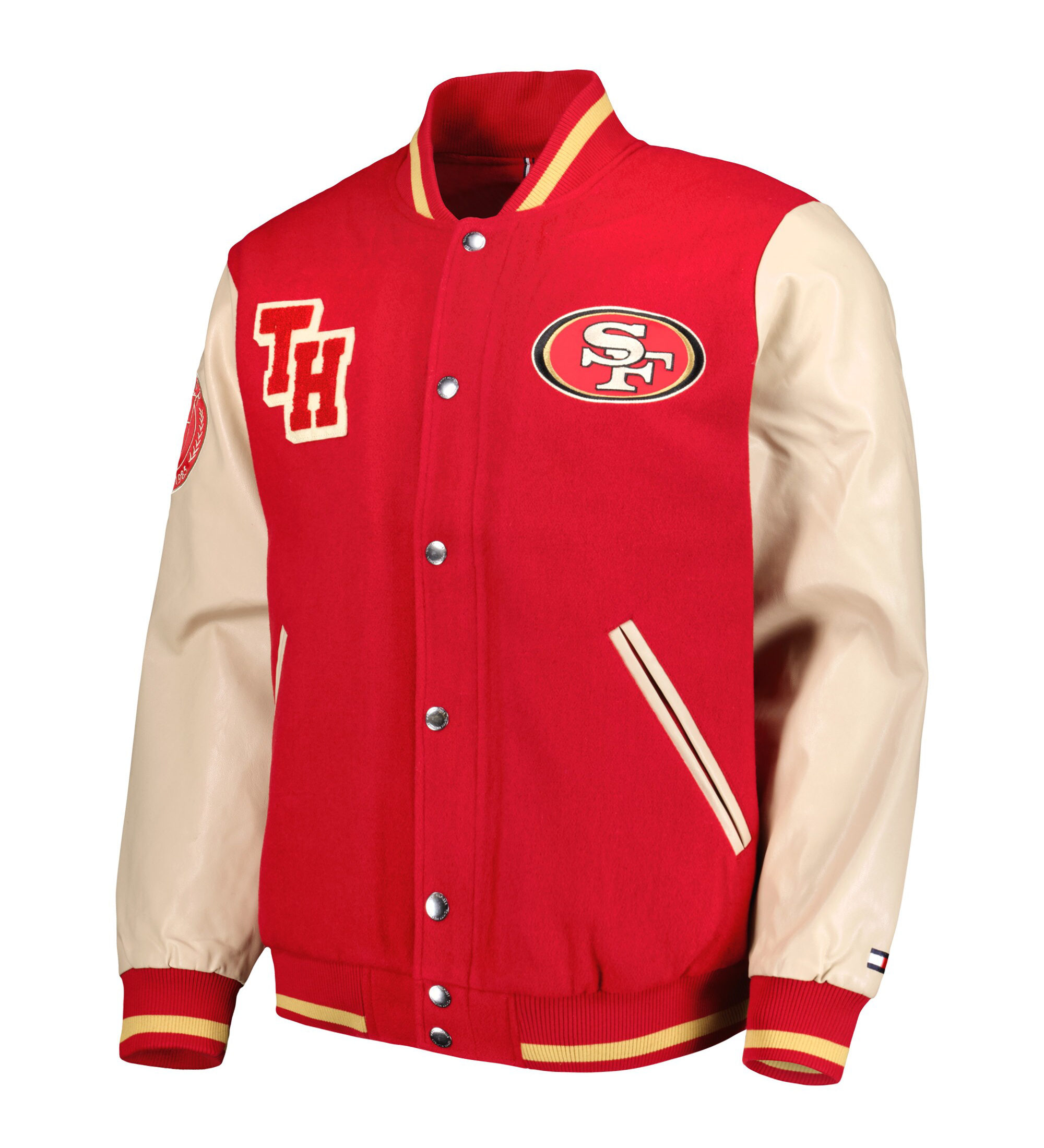 Mens-Tommy-Hilfiger-Scarlet-San-Francisco-49ers-Full-Zip-Varsity-Jacket-LeatherMoto