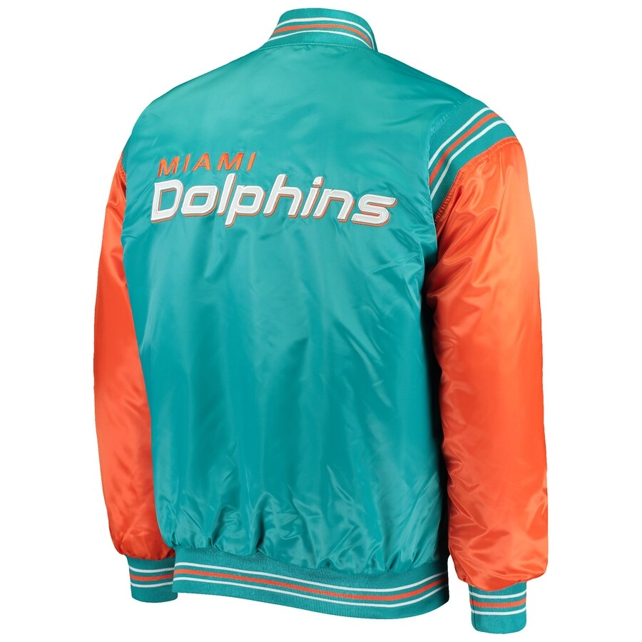 Miami-Dolphins-Full-Snap-Satin-Varsity-Jacket-AquaOrange-LeatherMoto